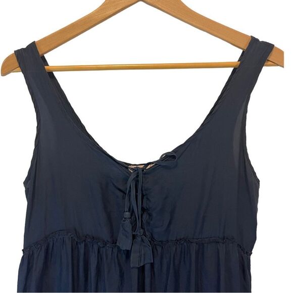 Calypso St. Barth Nettie Silk Lace Up Navy Dress - Picture 5 of 7